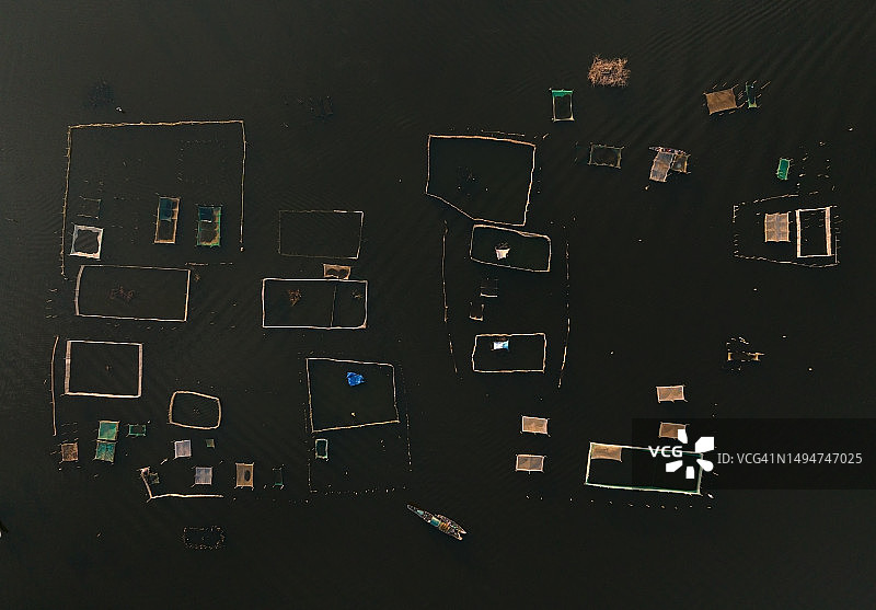 承天顺化省广利泻湖渔民生活的抽象航拍照片图片素材