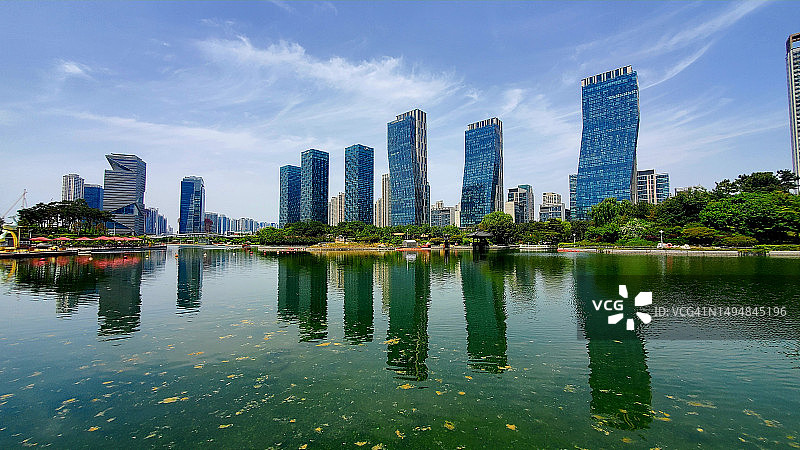 韩国松岛中央公园城市风光图片素材