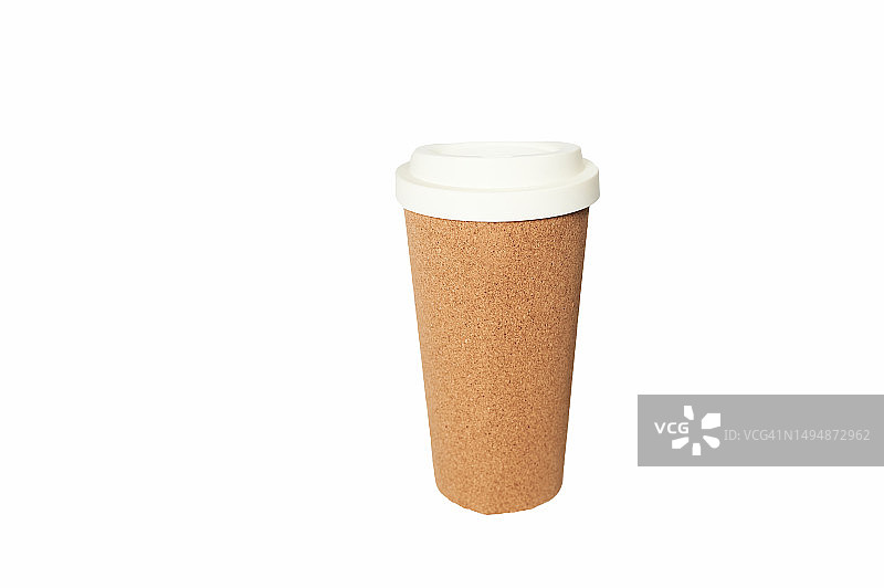 白色背景上的可重复使用软木杯图片素材