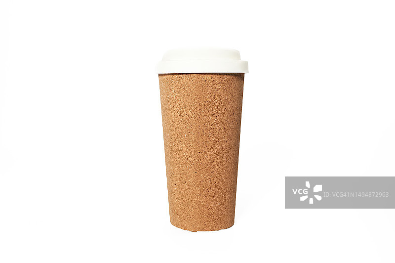 白色背景上的可重复使用软木杯图片素材