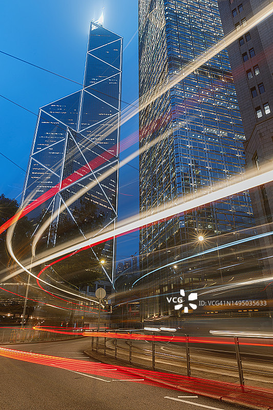 香港金融中心区黄昏景色图片素材