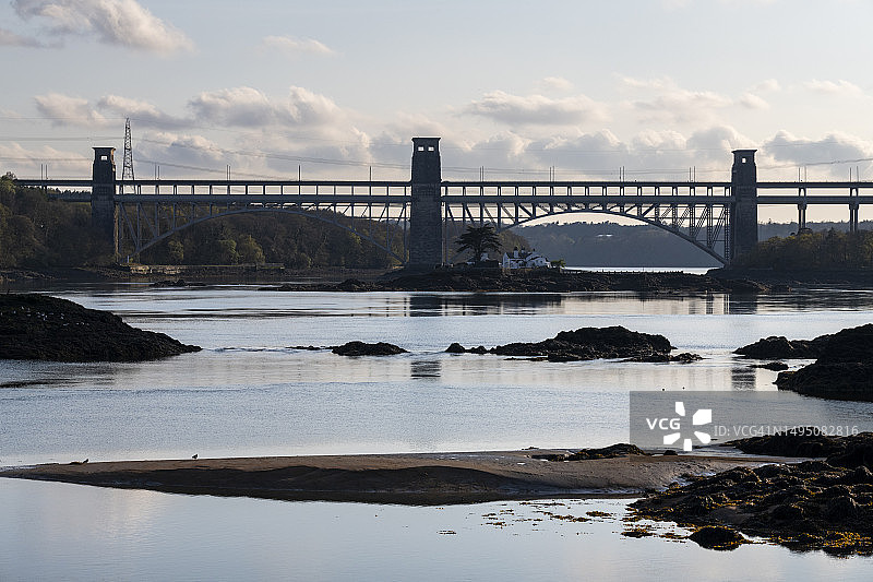 不列颠尼亚桥，梅奈海峡，安格尔西，北威尔士图片素材