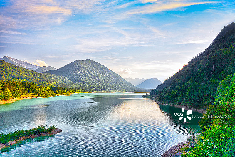 德国西尔文施泰因湖日落图片素材