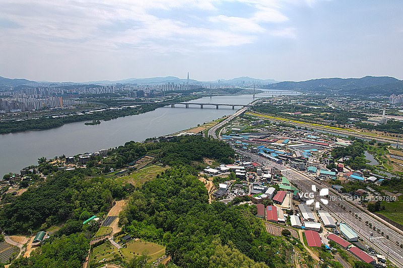从韩国南杨州上空看到的风景图片素材