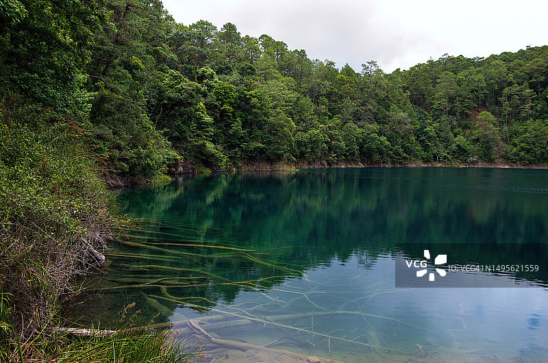 墨西哥恰帕斯蒙特贝洛湖群国家公园的梦幻泻湖图片素材