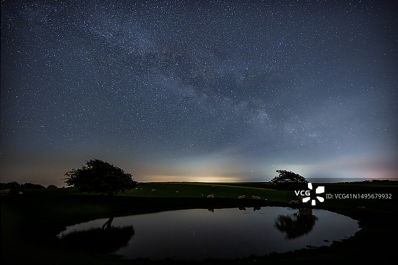 英格兰南唐斯国家公园上空的银河图片素材