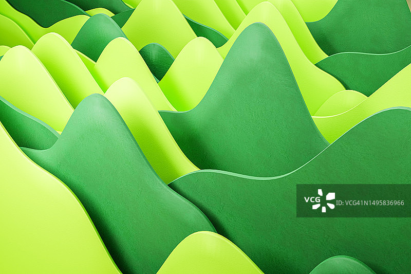 计算机程序渲染的三维绿色波浪图像图片素材