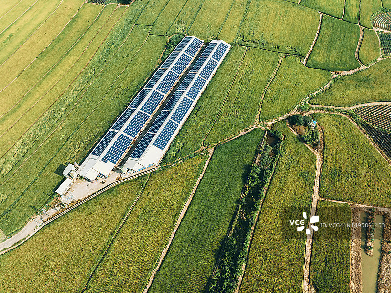 中国台湾的太阳能板农业景观航拍图片素材