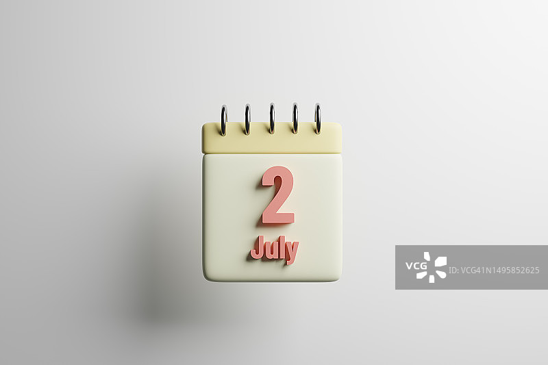 7月2日日历3D渲染图片素材