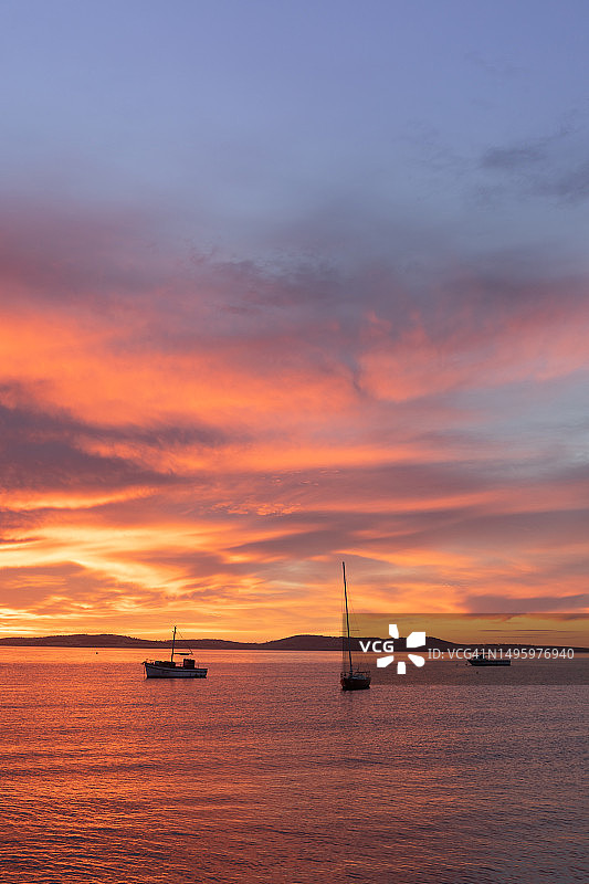 林肯港埃尔半岛的黎明时分的船只，南澳大利亚图片素材