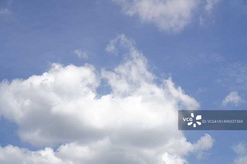 蓝天白云自然背景，留白区域可供文字编辑图片素材