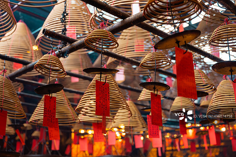 香港文武庙的悬挂香图片素材