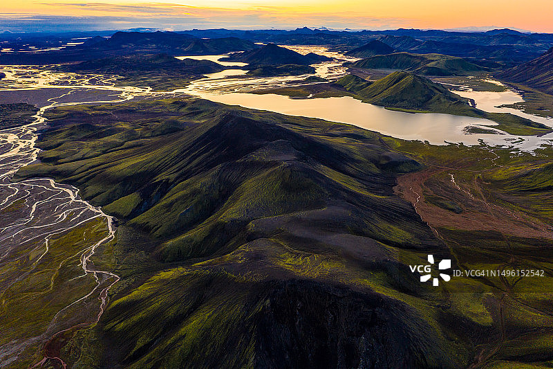 冰岛高地Barmur山脊Lanmannalaugar空中景观图片素材