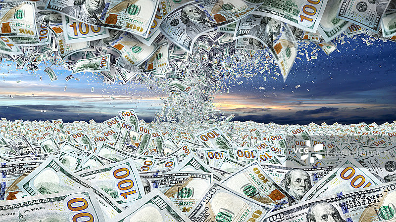 金钱龙卷风的金融危机概念图片素材