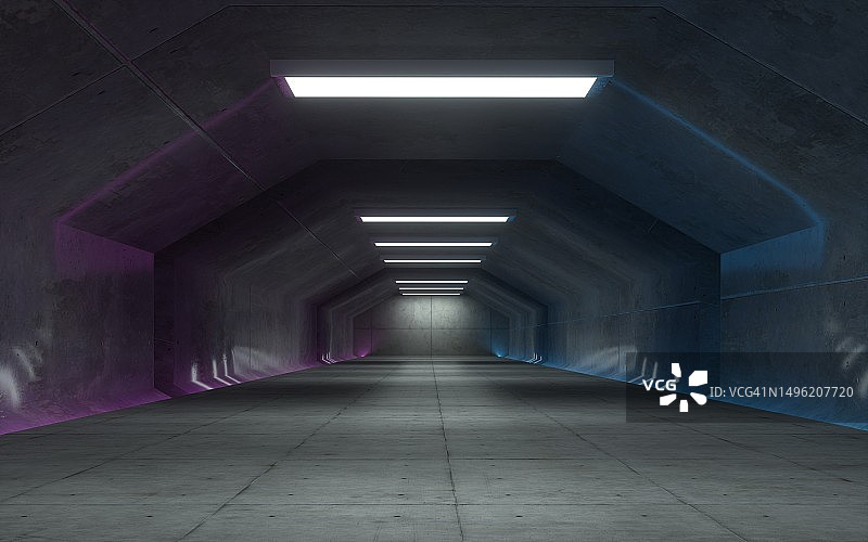 三维插图抽象走廊与背景图片素材