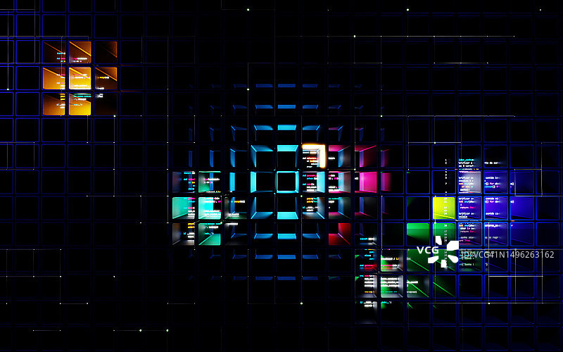 运行代码的联网数据处理块网格图片素材