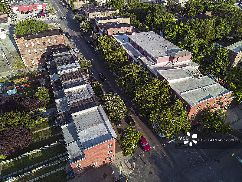 巴尔的摩华盛顿山住宅区屋顶鸟瞰图片素材