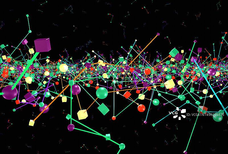 具有现代彩色设计的线条和点连接网络图片素材