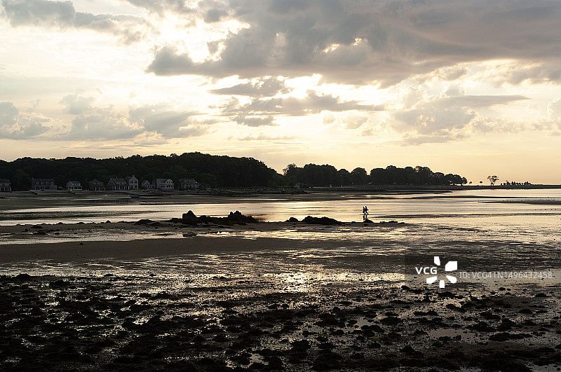 日出低潮，康波海滩，韦斯特波特，康涅狄格州图片素材