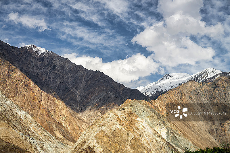 巴基斯坦北部吉尔吉特-巴尔蒂斯坦喀喇昆仑山脉的喀喇昆仑公路风景图片素材