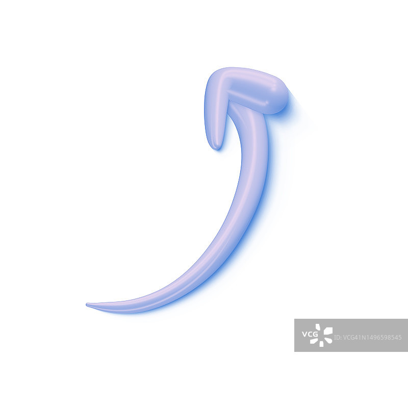 3D箭头上指针图标简约风格插画，白色背景隔离，带剪切路径图片素材