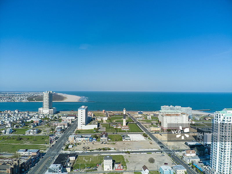 美国新泽西州大西洋城海边建筑高角度视图图片素材