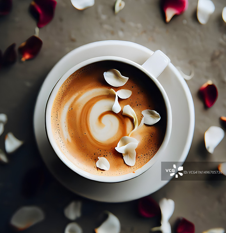 桌子上的咖啡杯俯视图，加拿大图片素材