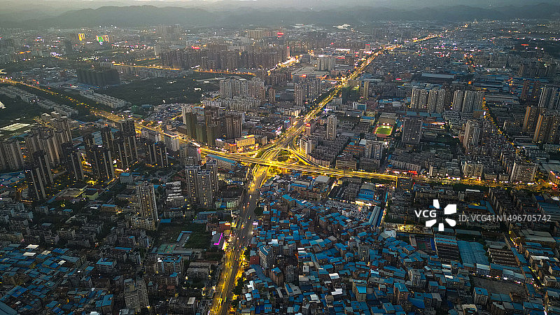 中国城市夜景航拍图片素材
