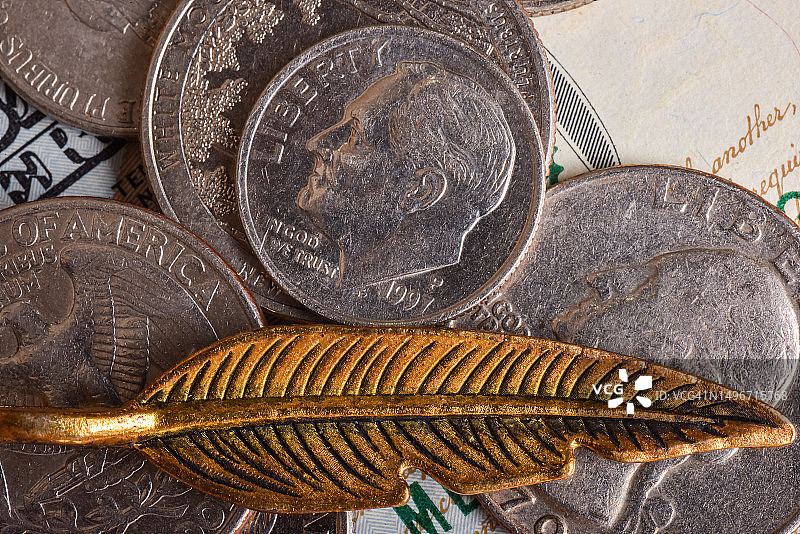 美国美元硬币上的富兰克林·罗斯福图片素材