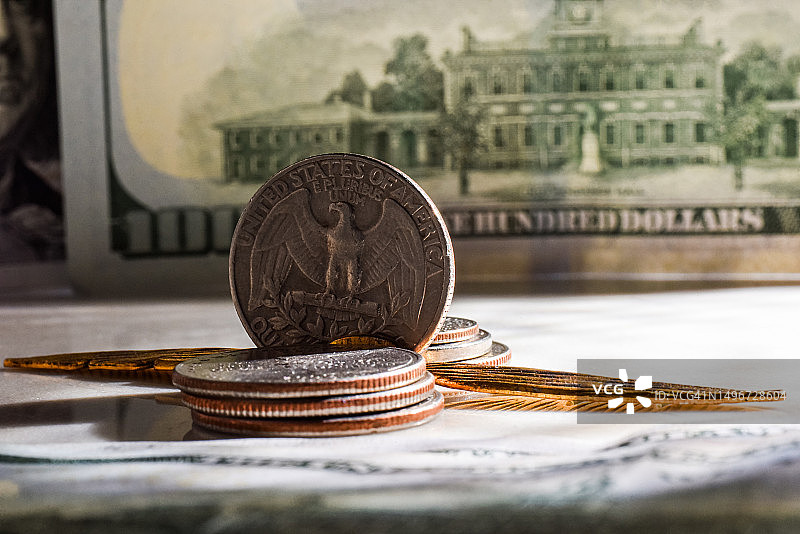美国美元硬币和货币图片素材