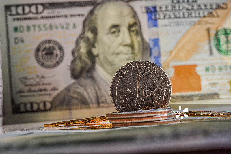 美国美元硬币和货币图片素材