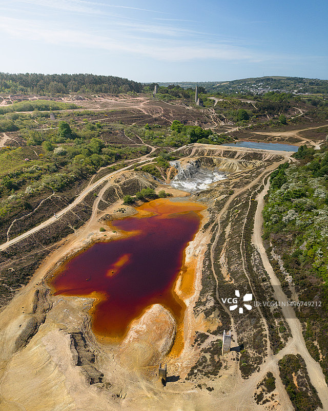 废弃铜矿的航拍景色图片素材