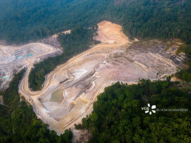 泰国拉廊府采石场航拍图片素材