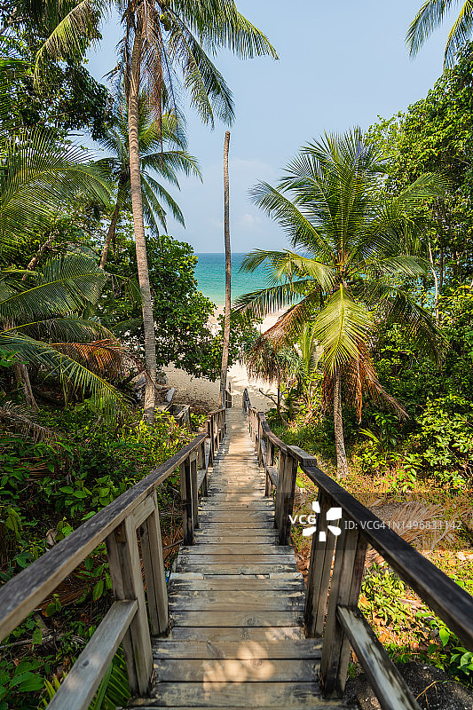 普吉岛奈通海滩的林间木栈道图片素材