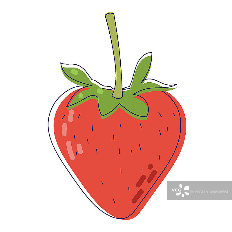 夏季草莓涂鸦风格矢量无缝背景：新鲜水果健康食品包装设计图片素材