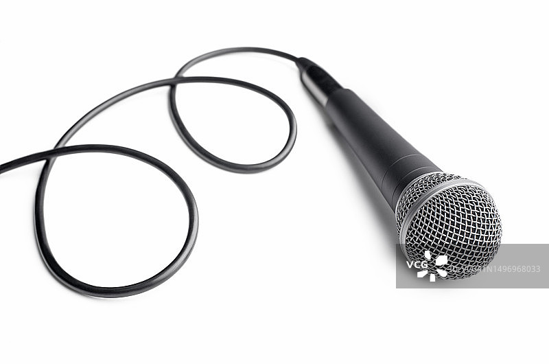 白色背景上的麦克风特写图片素材
