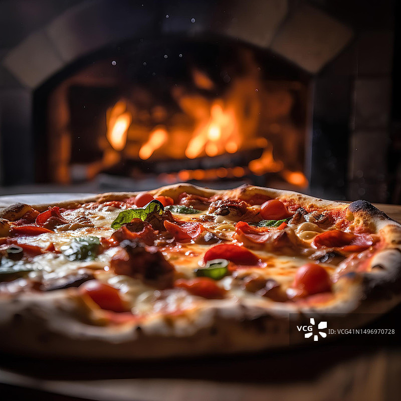 意大利威尼斯盘中披萨特写图片素材