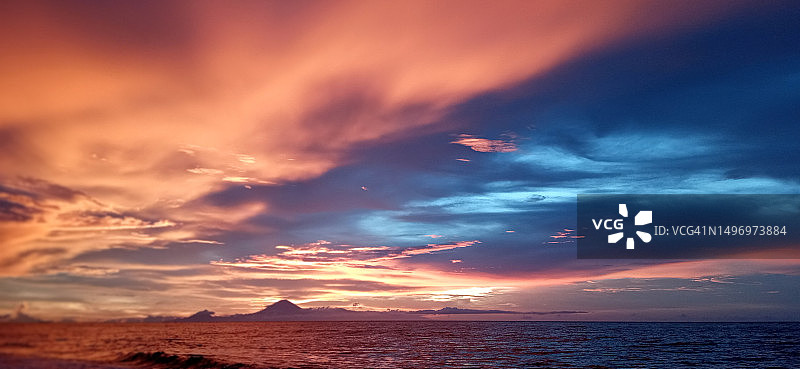 日落时大海对天空的美丽景色图片素材