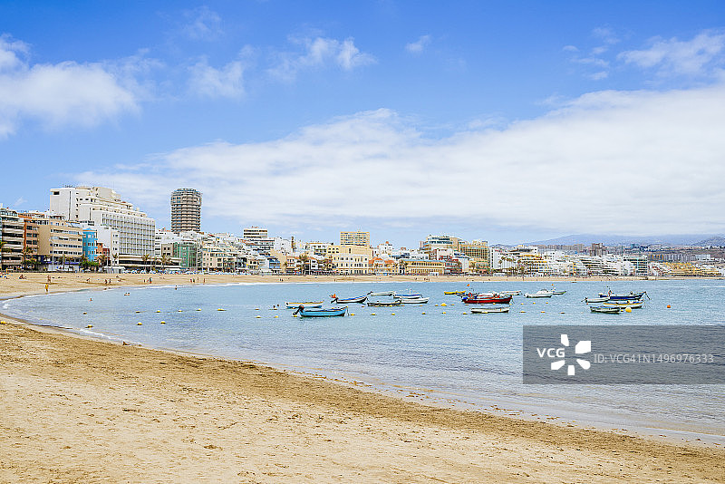 拉斯帕尔马斯Canteras海滩风光（大加那利岛首府）图片素材