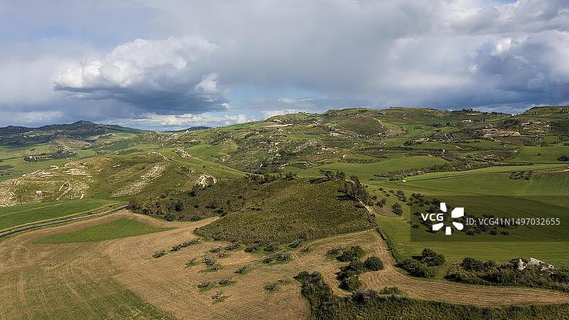 阿梅丽娜广场附近的风景，航拍视角，意大利西西里图片素材