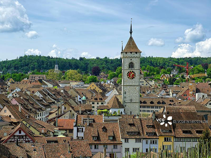 沙夫豪森与圣约翰教堂景观，瑞士沙夫豪森州图片素材