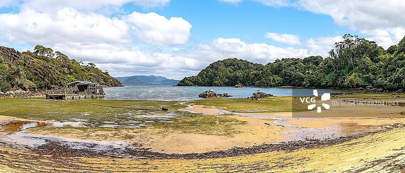 全景：新西兰南岛斯图尔特岛深湾图片素材
