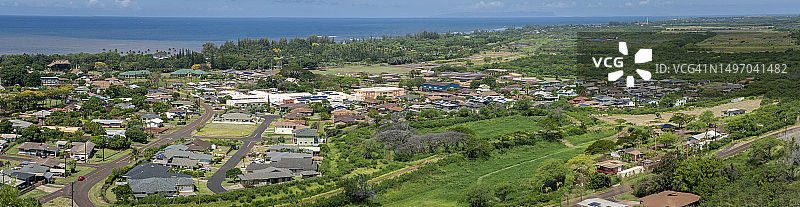 夏威夷考艾岛威美亚镇全景图片素材
