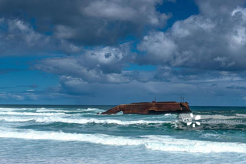 潘特利斯·A·莱莫斯号沉船,1978年搁浅,大西洋沿岸,西海岸国家公园,兰格班,西开普省,南非图片素材