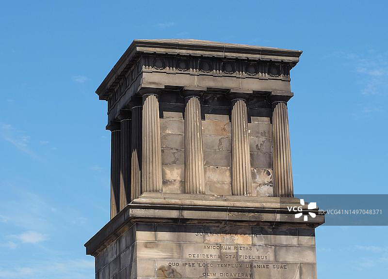 英国苏格兰爱丁堡卡尔顿山的约翰·普莱费尔纪念碑图片素材