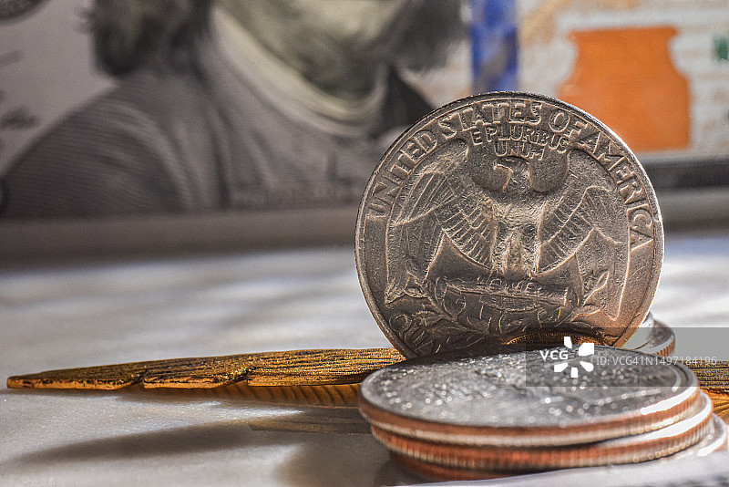 美国美元硬币和货币图片素材