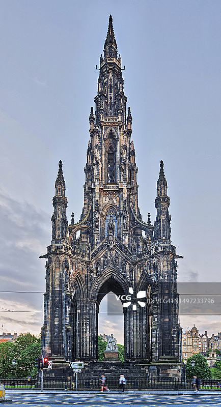 司各特纪念碑中的瓦尔特·司各特雕像，苏格兰爱丁堡图片素材