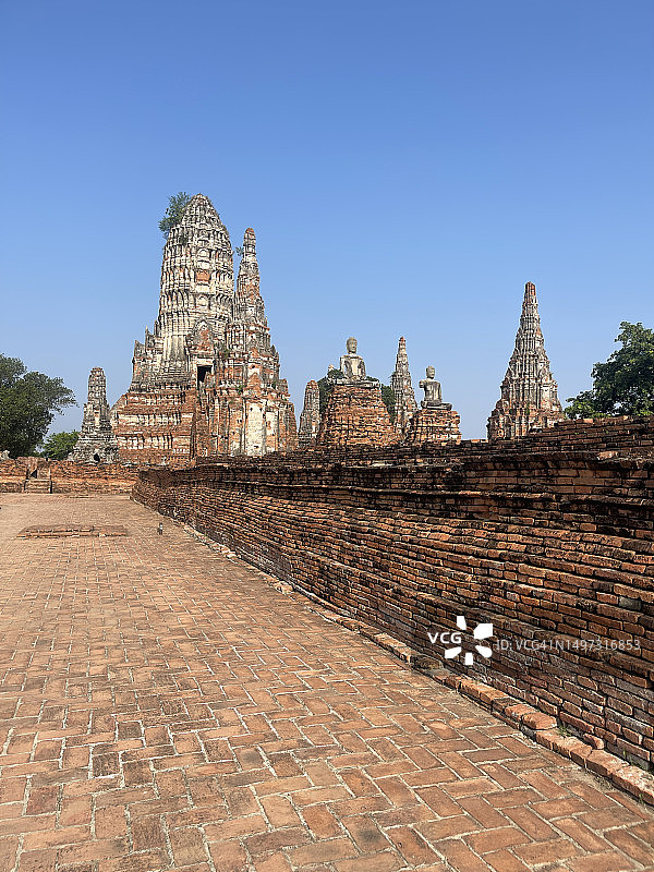 大城历史公园的泰国古老佛教寺庙：柴瓦塔纳兰寺图片素材