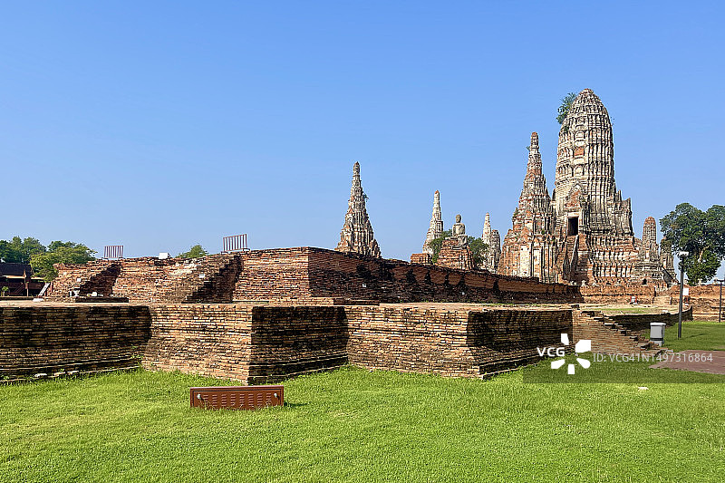 大城历史公园的泰国古老佛教寺庙：柴瓦塔纳兰寺图片素材