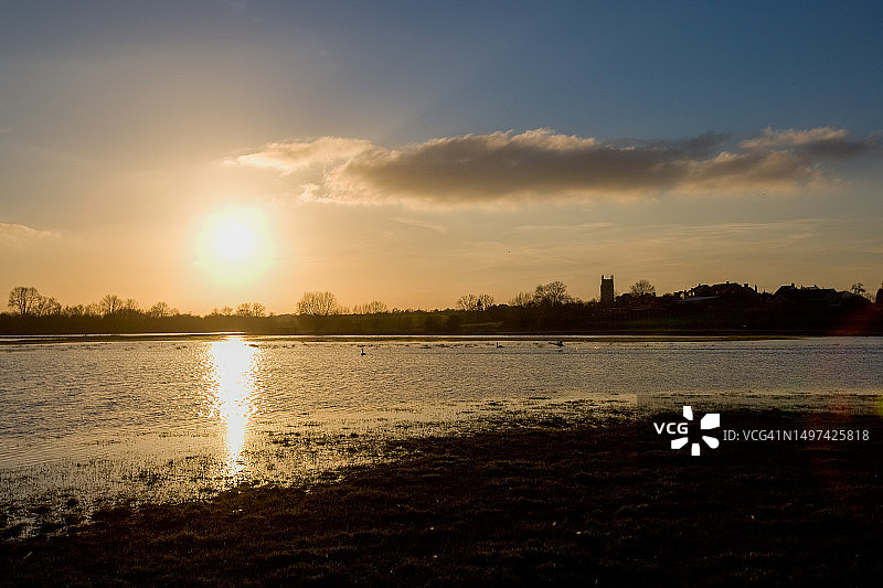 英格兰萨默塞特郡伯罗芒普的日落图片素材